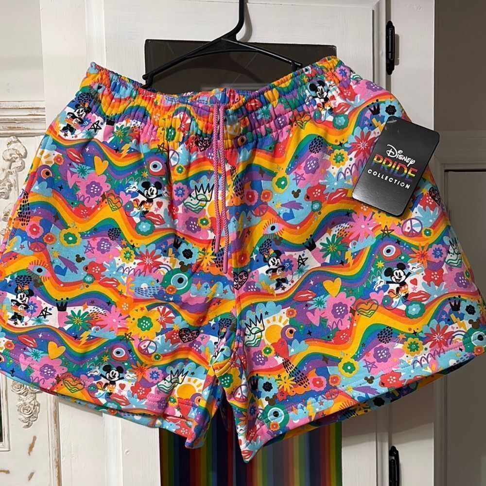 NWT Disney Women's Colorful PRIDE Shorts Size Large w/ Drawstring Waist